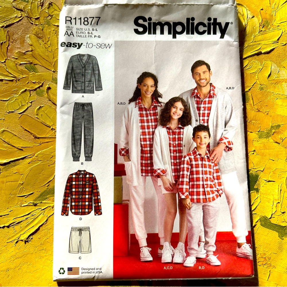 Simplicity R11877 Adult, Boy & Girl Easy To Sew Pattern Shirt, joggers, Shorts